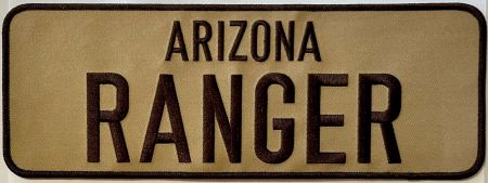 *CLEARANCE* ARIZONA RANGER SUBDUED BROWN ON TAN 4"T X 11"W BACK PATCH - VELCRO.